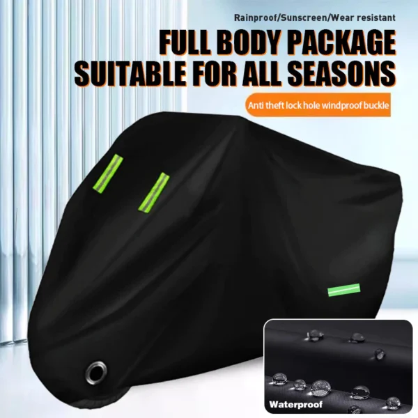 3 Layer Motorcycle Cover Waterproof Rain Dust Cover UV Protective Cover Outdoor Motor Cover Reflective