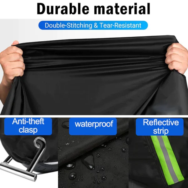 3 Layer Motorcycle Cover Waterproof Rain Dust Cover UV Protective Cover Outdoor Motor Cover Reflective